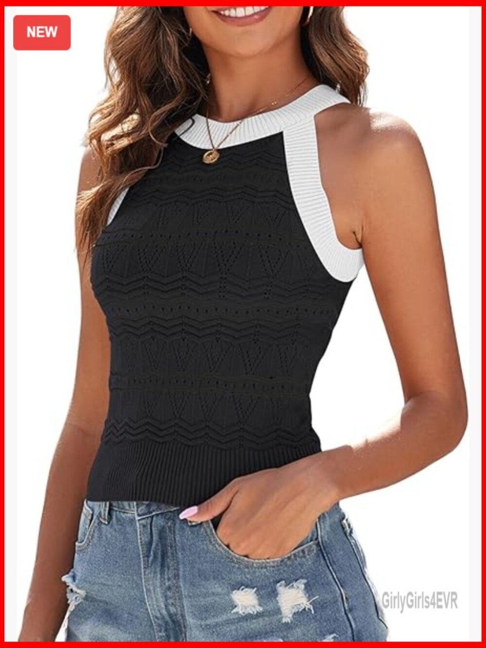 Slim Fit Halter Racerback Tank Top Stretchy Knit Summer Y2K Style